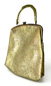 Jemco Vintage 60's Clear Vinyl Top Handle Handbag Gold Glitter & Thread Accents - Picture 1 of 18