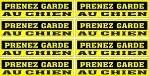 LOT DE 8 AUTOCOLLANTS LUSTRÉ, PRENEZ GARDE AU CHIEN, POUR INTÉRIEUR OU EXTÉRIEUR - Imagen 1 de 1