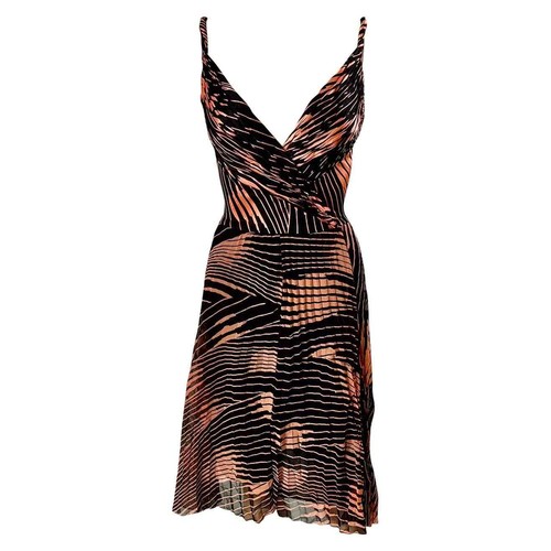 Abito Gianni Versace c.2001 Bustier immerso retro aperto stampa astratta geometrica