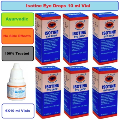 JAGAT PHARMA 6 x Isotine Eye Drops Pure Herbal and 100% Genuine & Trusted worldwide 10ml.