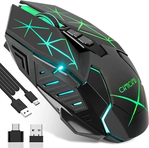 CHONCHOW Rechargeable Wireless Gaming Mouse, Colorful LED Lights, 7 Buttons, USB - Picture 1 of 12