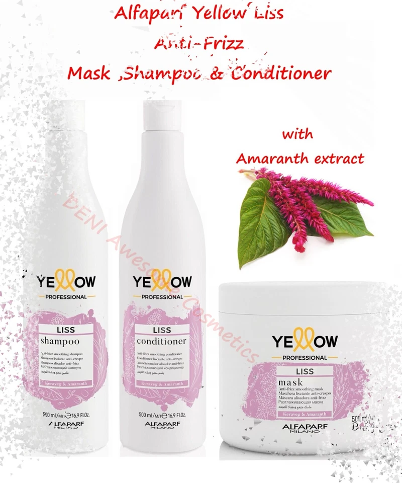 Alfaparf Yellow Liss Mask Anti-Fizz Mask + Shampoo + Conditioner (3 x 500 ml) - Image 1 of 1