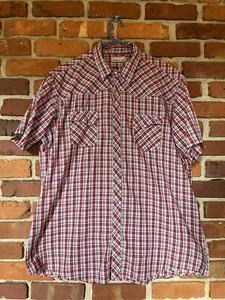 Wrangler Wrancher Pearl Snap Red Plaid Mens XL Short Sleeve Western - Picture 1 of 6