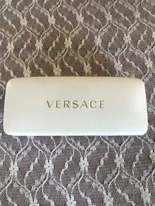 Versace Glasses Sunglasses Case White Texture Gold Logo Hard Shell - Picture 1 of 9