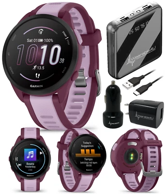 Умные часы Garmin Forerunner 165 музыкальные беговые AMOLED ягодные/сиреневые с блоком питания - Изображение 1 из 4