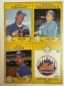 1991 Fleer Cut Box Bottom Uncut Panel Johnson Valenzuela Stieb - Picture 1 of 1