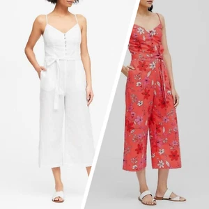 NWT Linen/Cotton Banana Republic Wide Leg Cropped Jumpsuit Sz 2, 6 - Picture 1 of 9