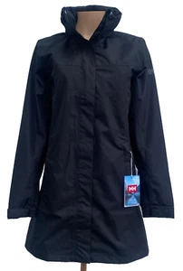 Womens Helly Hansen BLACK Aden Long Coat $150, Size: L - Picture 1 of 8