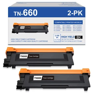2 Pack TN660 Toner Cartridges For Brother HL-L2300D L2305W MFC-L2700DW TN630 - Picture 1 of 7