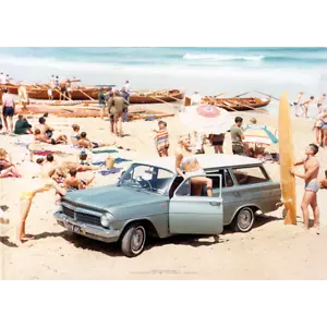 Holden EH Premier Wagon Art Print - Classic Beach Scene 1963 - Multi size poster - Picture 1 of 4