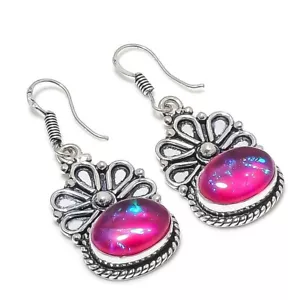 Triplet Opal Gemstone Handmade 925 Sterling Silver Jewelry Earrings Size 1.65" - Picture 1 of 1