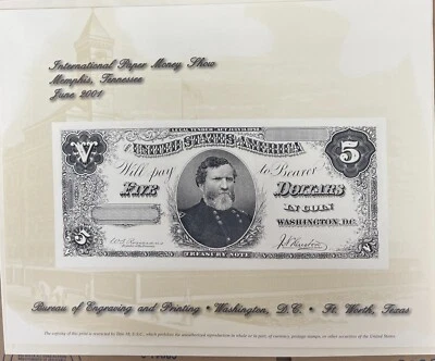 2001 (IPMS) - Souvenir card - $5 Treasury Note  - USSK0024 - Image 1 of 2