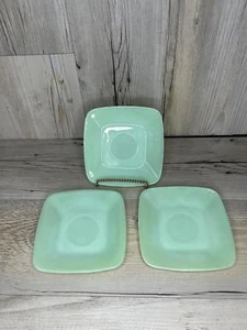 Set of 3 Fire King Jadite Charm 6 5/8" Square Salad Plates - Set of 3 - Picture 1 of 3