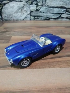 Shelby Cobra 427 Blue Burago 1:24 Diecast Made In Italy Doors And Hood Open - Picture 1 of 9