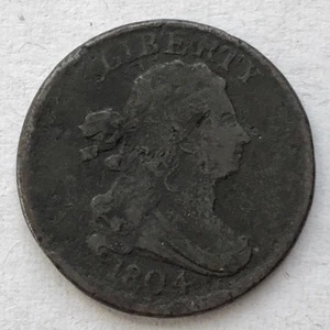 1804 1/2C Plain 4 No Stems BN Draped Bust Half Cent - Picture 1 of 8