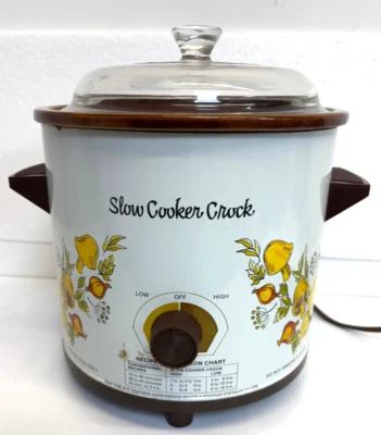 Vintage 1970s Slow Cooker Crock 6 Quart Electric Works Retro Crock Pot Brown - Image 1 of 4