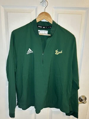 Adidas USF BULLS South Florida Team Issued 1/4 Zip Green Long sleeve Ladies XL - Image 1 of 4