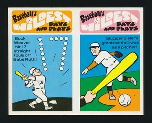 1973 Fleer Wildest Days & Plays (2 Card Panel) -#11/12 BUCK WEAVER & GEO. SISLER
