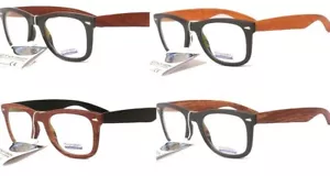 LUNETTES VERRES TRANSPARENTS ASPECT BOIS BAMBOU FEMMES HOMMES 025260BC - Foto 1 di 9