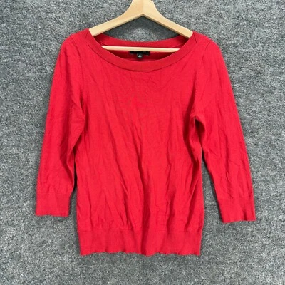 Ann Taylor Sweater Pullover Women M Medium Red Knit Rayon Long Sleeve Casual - Image 1 of 4