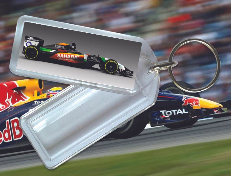 Reopening Insert Key Ring - F1 clear acrylic fobs made in the UK, 50x20mm insert - Image 1 of 4