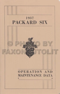Packard Six Owners 1937 manual 6 dueños guía libro incluye diagrama de cableado 115-C Foto 1 de 2