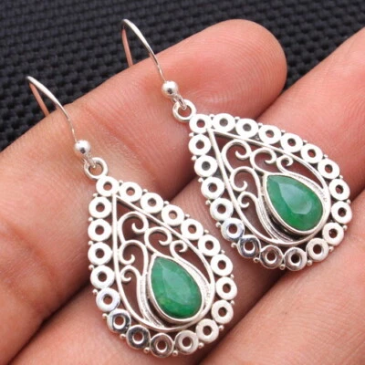 Simulated Emerald  925 Sterling Silver Women Birthstone Gift Earring - Image 1 of 2