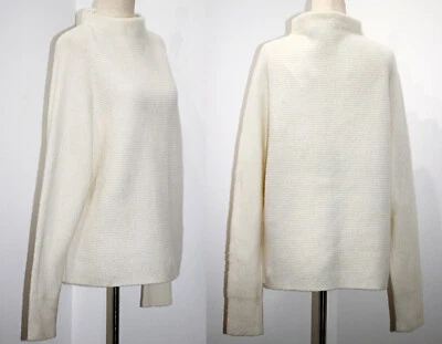 Theory Batwing Funnel Neck Ribbed Wool Cashmere Blend Sascha Sweater  sz M  $395 - Image 1 of 4