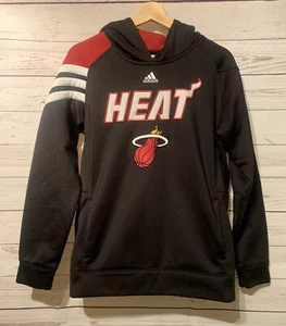 Youth Adidas NBA Miami Heat 2014 Black Sweatshirt Red&White Hoodie Size L 14 16 - Picture 1 of 9