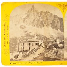French Alps Aiguille du Dru Stereoview c1870 Joseph Tairraz Montanvert Card G828