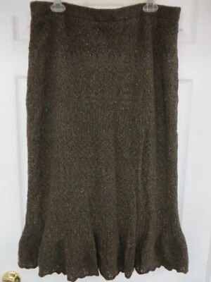 RALPH LAUREN  Wool/cashmere blend Knit Fit&Flare Long Olive Speckled Skirt XL - Image 1 of 4
