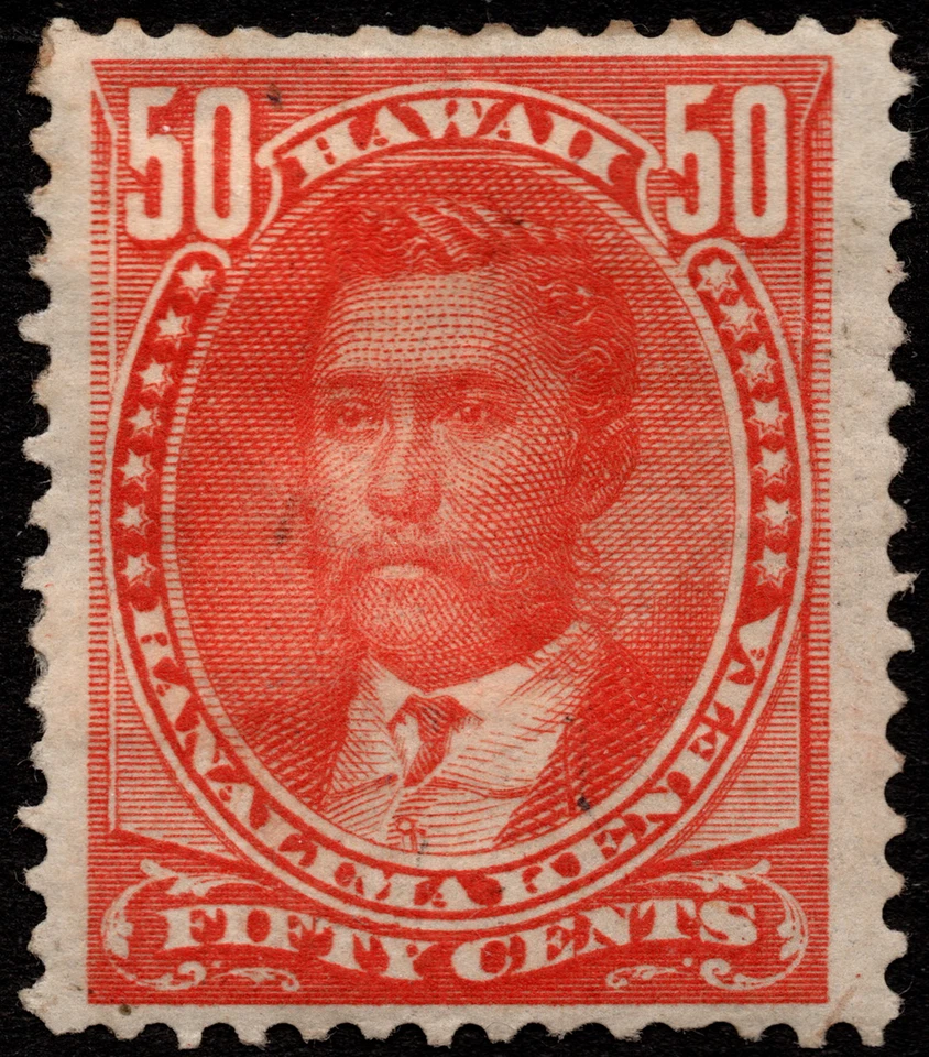 Estampilla de Hawaii Scott # 48 como nueva - 50 centavos rojo rey William Lunalilo retrato emisión Foto 1 de 1