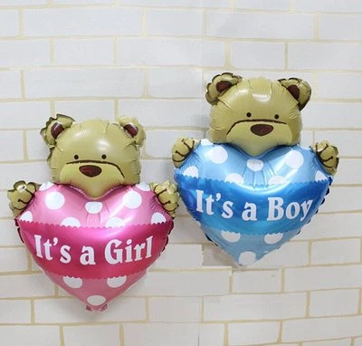 It's A Girl Teddy Bear Love Heart Foil Balloon 18"x12" (Approx)  PINK - Image 1 of 3