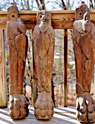 MADERA DE HIERRO MACIZO PESADA TALLADA A MANO PARECE NOGAL NEGRO MUY ANTIGUA Y RARA Foto 1 de 4