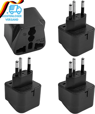 4 Stück Reiseadapter Schweiz Schwarz, Typ-J Reisestecker, EU/UK/IT Auf Schweiz A - Bild 1 von 4