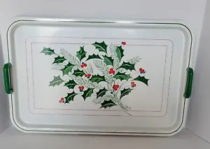 Vintage Christmas Holly Serving Tray Saltera Japan Melamine 18.75 in 1980's - Picture 1 of 11