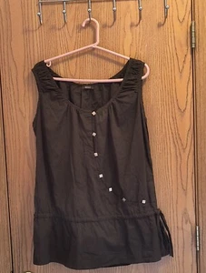 Anthropologie Figwood Top Tank Tunic Women's Medium Brown Drawstring Faux Wrap - Picture 1 of 7