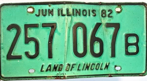 1982 Illinois 257 067 B Land of Lincoln License Plate - Picture 1 of 3