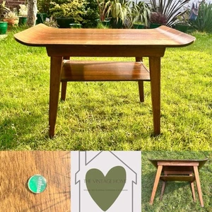 Myer Mid Century Sleigh Top Coffee Table MCM Two Tier Table - Picture 1 of 12