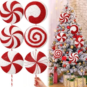 6 Pezzi 15,75'' Grandi Caramelle Decorazioni Natalizie Giganti Lecca-Lecca Caramelle Decorati... - Foto 1 di 6