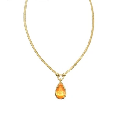 Collar enchapado en oro de 14k Kendra Scott espiga coral ojo de gato lágrima nuevo con etiquetas Foto 1 de 4
