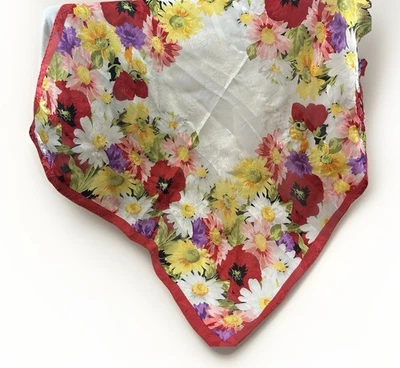 Vintage Oscar De La Renta Floral Hand Rolled Womens Scarf 20” Square - Image 1 of 4