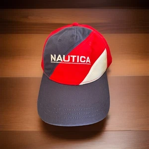 Color block Nautica Baseball Cap Red White Navy Blue Adjustable Strap back - Picture 1 of 5