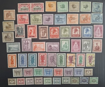 RARO 1920 - Lote de sellos postales y franqueo de Ruanda Urundi como nuevos/usados Foto 1 de 4