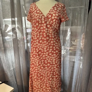 Noa Noa 'Wardrobe Viscose' Vintage Retro Boho Coral Size M Wrap Dress - Picture 1 of 10
