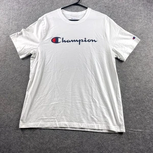 Camiseta Champion Para Hombre Talla XL Blanca Manga Corta Cuello Redondo Logotipo Deletreado Informal - Imagen 1 de 9