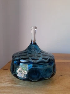 Vintage Empoli Glas Deckel Bonbon Schale Zirkus Top Stil - Bild 1 von 7
