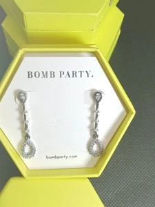 RBP 3898 *Linked In Love* Lavender Cubic Zirconia Rhodium Plated Dangle Earrings - Picture 1 of 4