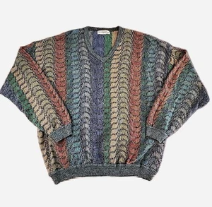 Vintage St Croix Shop Sweater XXL 2XL Grandpa 3D Knit Cosby Biggie Smalls Stripe - Picture 1 of 8