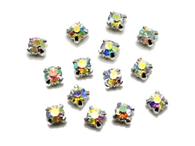 288 cuentas de plata transparente cristal AB rosa montes 3 mm SS12 coser pedrería Foto 1 de 4